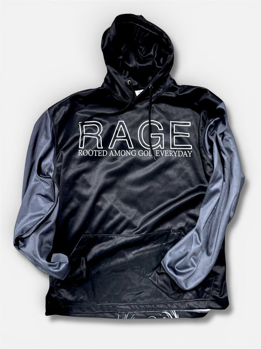 RAGE Graphic Hoodie | GraphX Rage Heavyweight Polyblend Streetwear | Bold Men's Urban Hooded Sweater